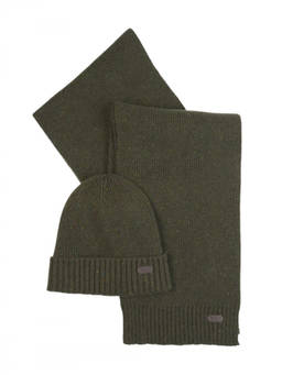 Barbour - Olive Logo Scarf Set