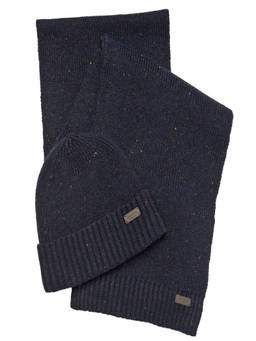Barbour - Navy Blue Logo Scarf Set