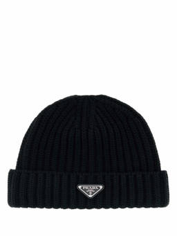PRADA - Black Milano Logo Beanies Hat