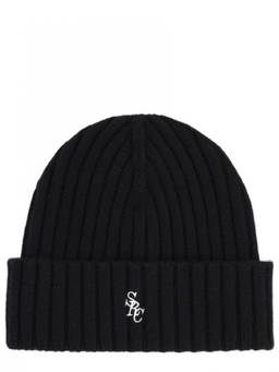 Sporty & Rich - Black Logo Knitted Beanie Cap