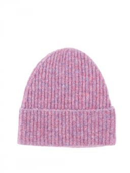 Les Deux - Pink Ribbed Knitted Beanie Cap
