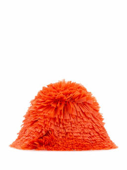 PRADA - Orange Raffia Bucket Hat