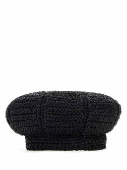 PRADA - Black Rafia Baker Boy Cap
