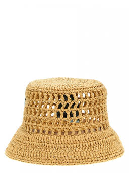 PRADA - Natural Crochet Logo Bucket Hat