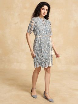 Kazo - Grey Grace Mini Dress with Belt (Set of 2)