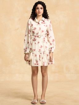 Kazo - Off White Lily Mini Dress with Belt (Set of 2)