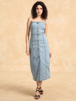 Kazo - Blue Solid Jackson Midi Dress