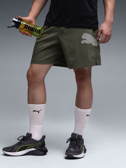 Puma - Green Train All Day Big Logo Training 7 Woven Shorts