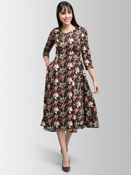 FABLE STREET - Black Printed Dress