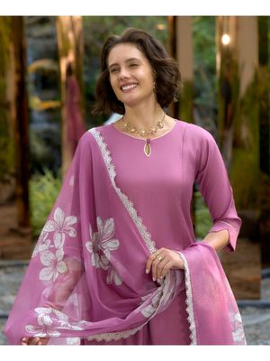 Vatican Silk Embroidered Straight Kurti with Pants and Dupatta Collection main image 1