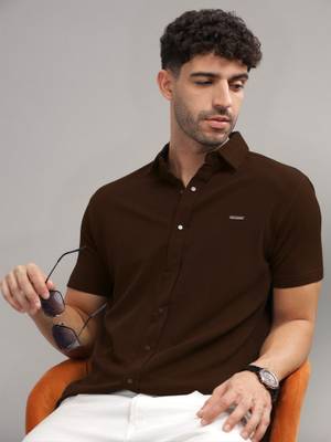 Buy Parcel Yard Men Brown Self Design Shirt (M) - Image 1