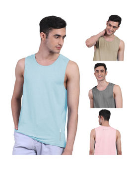 FREECULTR - Mens Twin Skin Bamboo Cotton Anti Microbial Active Vest (Pack of 4)