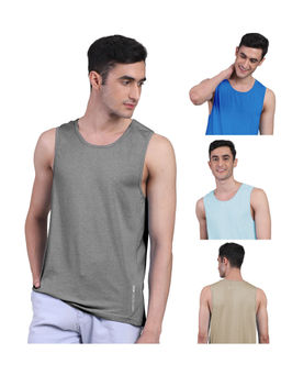 FREECULTR - Mens Twin Skin Bamboo Cotton Anti Microbial Active Vest (Pack of 4)