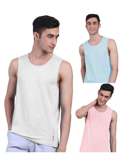 FREECULTR - Mens Twin Skin Bamboo Cotton Anti Microbial Active Vest (Pack of 3)