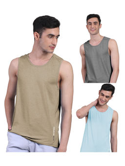 FREECULTR - Mens Twin Skin Bamboo Cotton Anti Microbial Active Vest (Pack of 3)