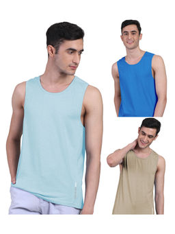 FREECULTR - Mens Twin Skin Bamboo Cotton Anti Microbial Active Vest (Pack of 3)