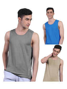 FREECULTR - Mens Twin Skin Bamboo Cotton Anti Microbial Active Vest (Pack of 3)