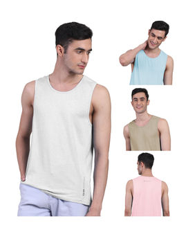 FREECULTR - Mens Twin Skin Bamboo Cotton Anti Microbial Active Vest (Pack of 4)