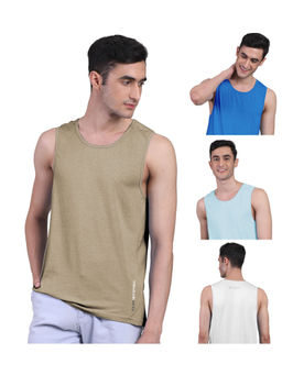 FREECULTR - Mens Twin Skin Bamboo Cotton Anti Microbial Active Vest (Pack of 4)