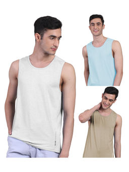 FREECULTR - Mens Twin Skin Bamboo Cotton Anti Microbial Active Vest (Pack of 3)