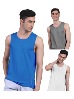 FREECULTR - Mens Twin Skin Bamboo Cotton Anti Microbial Active Vest (Pack of 3)