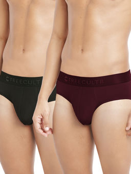 FREECULTR - Multi-Color Anti-Microbial Air-Soft Micromodal Solid Brief (Pack of 2)