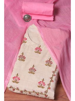 Biba - Pastel Pink Cotton Hand Embroidered Unstitched Suit (Set of 3)