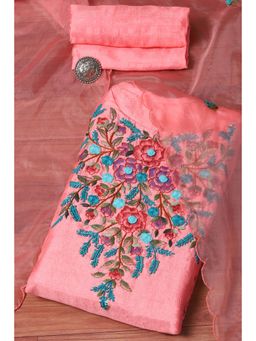 Biba - Peach Silk Blend Hand Embroidered Unstitched Suit (Set of 3)