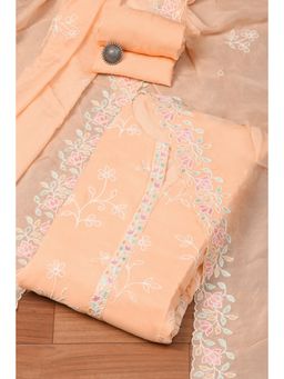 Biba - Peach Organza Machine Embroidered Unstitched Suit (Set of 3)