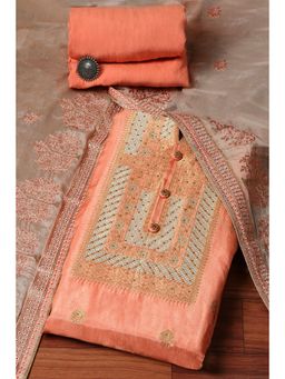 Biba - Peach Viscose Silk Machine Embroidered Unstitched Suit (Set of 3)