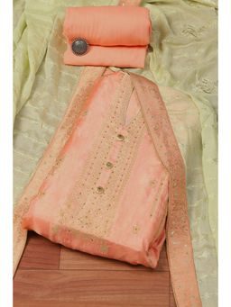 Biba - Peach Viscose Silk Machine Embroidered Unstitched Suit (Set of 3)