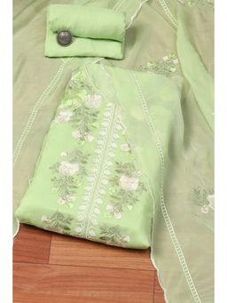 Biba - Green Organza Embroidered Unstitched Suit (Set of 3)