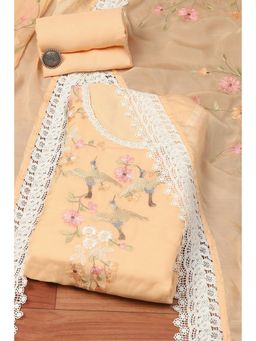 Biba - Peach Organza Embroidered Unstitched Suit (Set of 3)