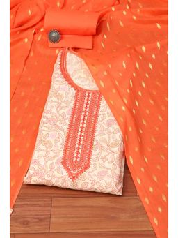 Biba - Gajri Cotton Embroidered Unstitched Suit (Set of 3)