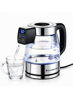 Wonderchef - Crystal Electric Water Dispenser and Multi-purpose Travel Glass Kettle, 1.7 L Black