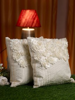 HOSTA HOMES - Polyester Embellished Floral Cushion Covers Pack Of 2
