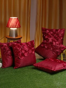 HOSTA HOMES - Polyester Embellished Floral Cushion Covers Pack Of 5