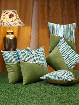 HOSTA HOMES - Velvet Stripe Pattern Cushion Covers 16 X 16 Inch Pack Of 5