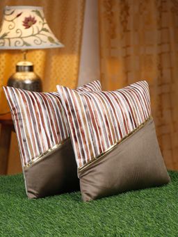 HOSTA HOMES - Velvet Stripe Pattern Cushion Covers 16 X 16 Inches Pack Of 2