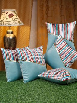 HOSTA HOMES - Velvet Stripe Pattern Cushion Covers 16 X 16 Inch Pack Of 5
