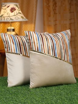 HOSTA HOMES - Velvet Stripe Pattern Cushion Covers 16 X 16 Inches Pack Of 2