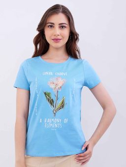 Spykar - Blue Printed Half Sleeves T-Shirt