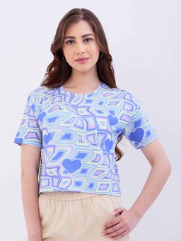 Spykar - Blue Printed Half Sleeves T-Shirt