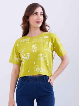 Spykar - Yellow Typography Half Sleeves T-Shirt