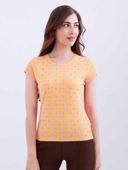 Spykar - Yellow Printed Half Sleeves T-Shirt