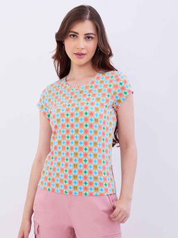 Spykar - Blue Printed Half Sleeves T-Shirt