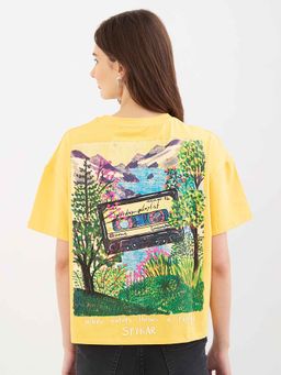 Spykar - Yellow Graphic Half Sleeves T-Shirt