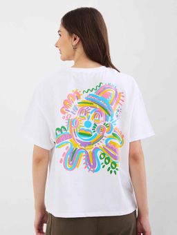 Spykar - White Graphic Half Sleeves T-Shirt