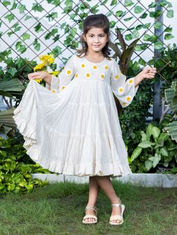 LittleCheer - Sunflower Embroidery Tiered Dress