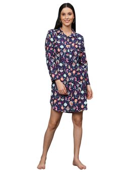 Bstories - Night Shirt For Women- Navy Graphic Print